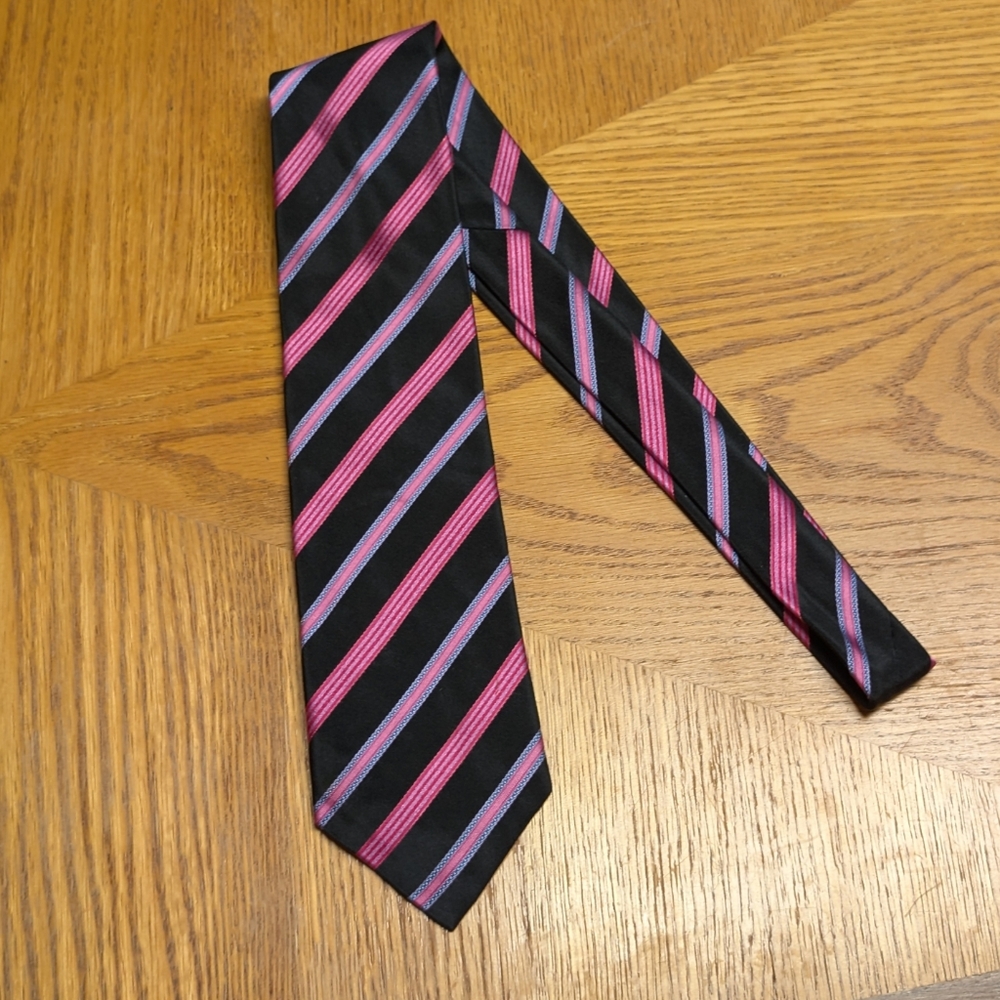 Striped Pink and Black Men's Tie